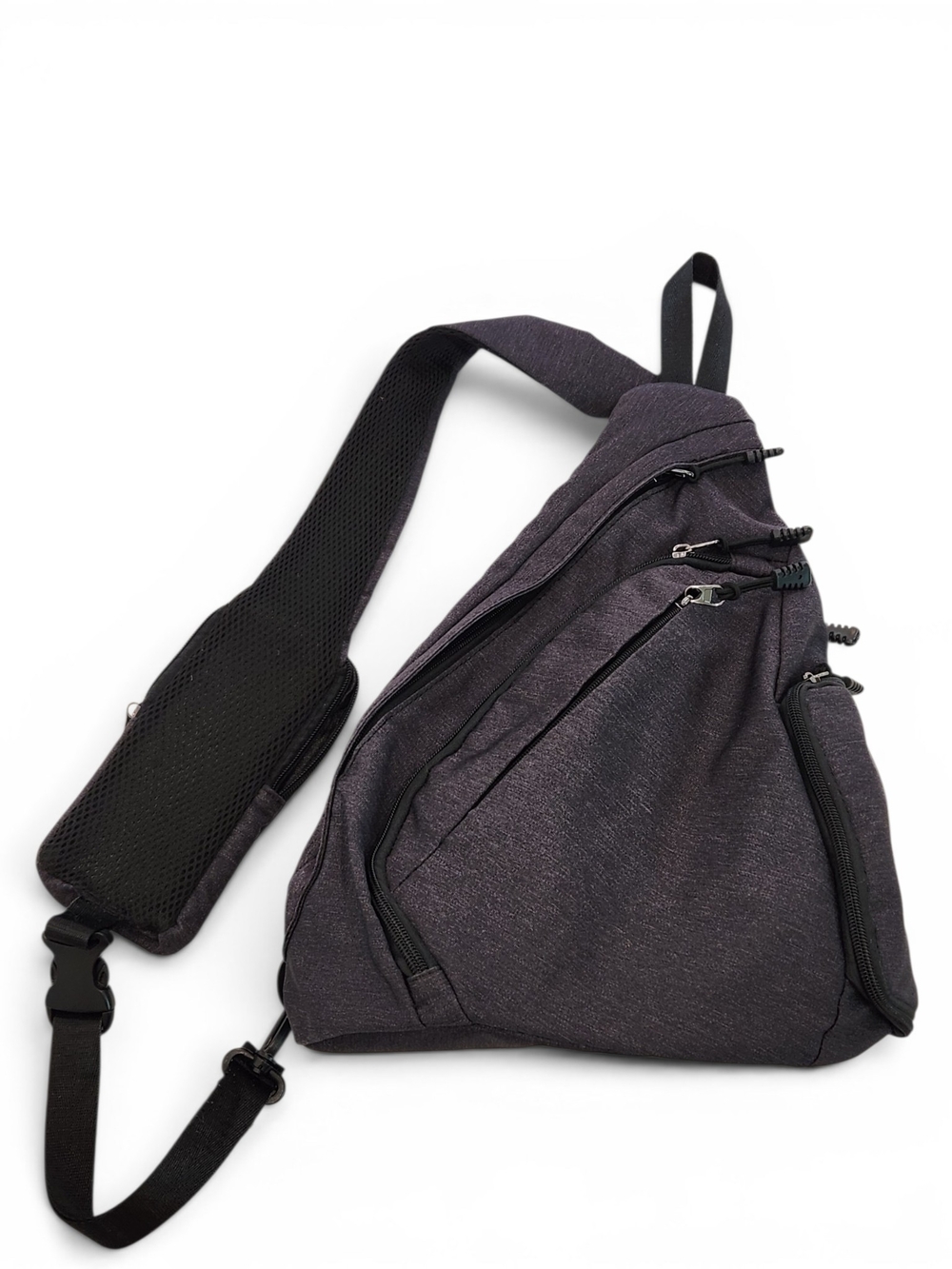 Jesse James Men's Charcoal Sling Bag with Multiple Zipper Pockets Phone Holder